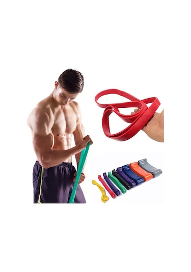 Sones Direnç Bandı Lateks Güç Antrenmanı Direnç Halkası Çekme Hareketi Destekli Halka Yoga Elastik Bant, Özellikler: 2080x4.5x64mm Mavi