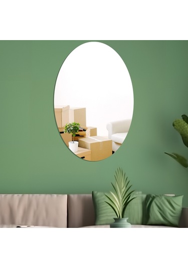 Sones 30cm X 20cm Oval Akrilik Ayna Stereo Duvar Çıkartmaları Ev Dekorasyonu Yumuşak Ayna Altın Diğer