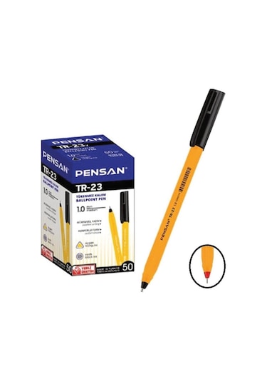Pensan Tr-23 Üçgen Tükenmez Kalem 1.0 Mm 50 Adet - Siyah Siyah