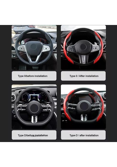 Kaymaz Direksiyon Simidi Yükseltici Kılıfı Karbon Fiber Araba Direksiyon Simidi Tutacakları Kılıfı Mavi