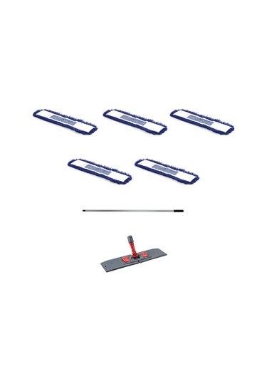 Cod-ex Orlon Mavi Statik Toz Mop Takımı Seti 50 CM - Mop 5'li + Mop Tutucu + Sap