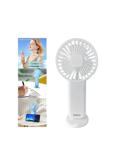 Mini Fan,telefon Tutucu,portatif El Vantilatörü Beyaz 9,3x19cm