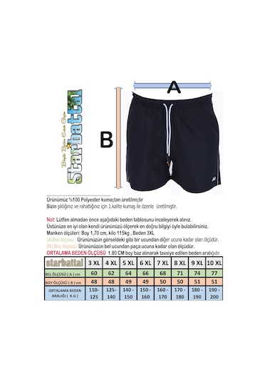 Starbattal Büyük Beden Deniz Şortu Fantastic 25660 Indıgo İndigo