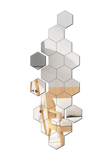 Qingmipy 12 Parça Çıkarılabilir Akrilik Ayna Dekoru - Oturma Odası Ve Yatak Odası İçin Yapışkan Duvar Sticker Gümüş