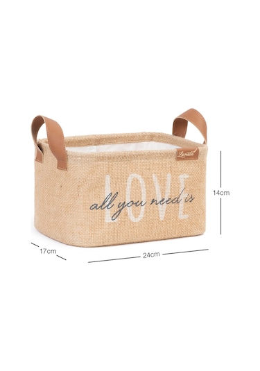 Ocean Home Textile Love Jüt Sepet 24 x 17 x 14 cm