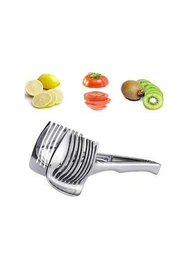Trendooze 304 Kalite Paslanmaz Çelik Tek Elle Meyve Sebze Dilimleyici Gümüş Renk Gümüş