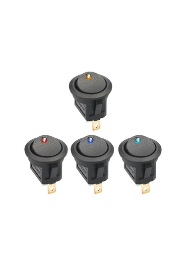 Singree 12v Dc 20a Dairesel Anahtar Switch 20 Adet - 4 Renkli Led Işıklı Mavi,kırmızı,yeşil,turuncu Spst On/off Kontrol Paneli Kurulumlu Diğer
