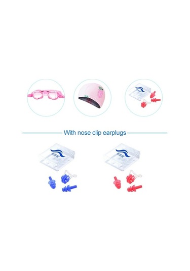 Artfulabode Yüzme Yüzme Yüzme Tıkacı Sones Seti Şapkası Pembe Kulak Klipsi Gözlüğü Çocuk Burun Arada Ananas 3'ü 1 + + Cl Çok Renkli