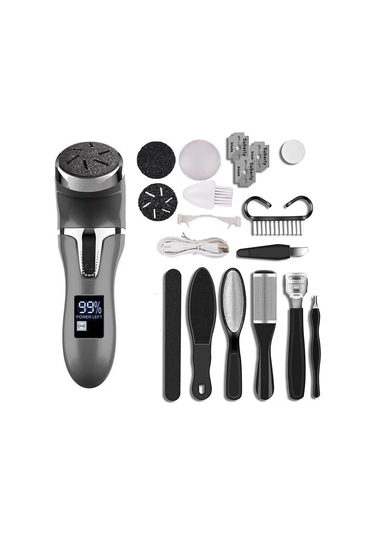 Mufunye Şarj Edilebilir Elektrikli Ayak Törpüsü - 2 Hızlı Mod, Ipx7 Su Geçirmez, Led Ekran, 3 Farklı Taşlama Başlığı İle Ayak Bakım Seti