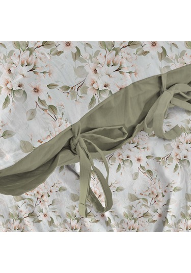 Bağcıklı %100 Pamuk Tek Kişilik Nevresim Takımı-yeşil Bahçe