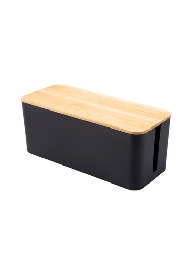 Wezone Koyu Siyah Orta Boy Plastik Kablo Düzenleyici Kutusu - Ev Elektrik Soketleri Ve Kabloları İçin Organizatör Aleti