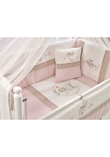 Meltem Kids Pretty Nakışlı Pamuklu Bebek Uyku Seti 60 x 120 CM Pembe