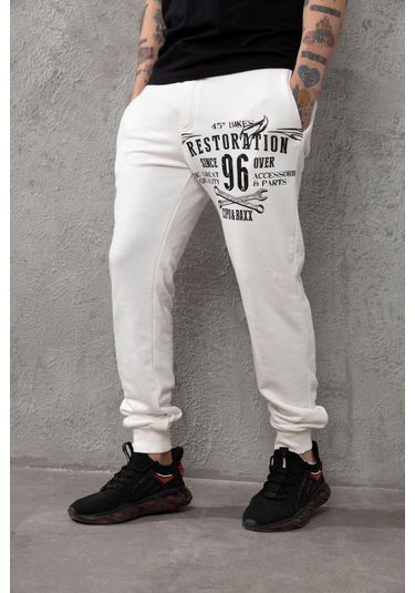 Cr156 Restoration Baskılı Erkek Eşofman Altı Ekru