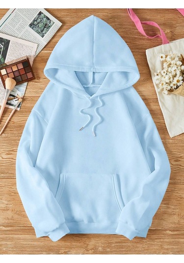 Unisex Kadın/erkek Harajuka Sokakt Yazılı Grafik Sweat Mavi-17121 Mavi