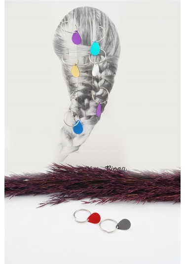 Kadın Elips Figürlü Renkli Sac Küpesi Renkli-Tek Ebat Çok Renkli