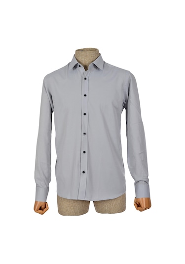 Standart Yaka Armürlü Gömlek Slim 001