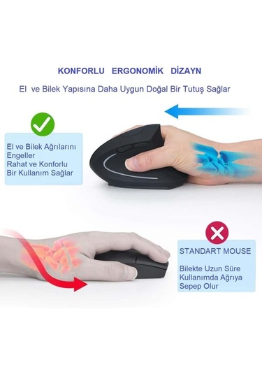 Alfalink Kablosuz Ergonomik Dikey Mouse Yoğun Kullanım 1200dpi 001