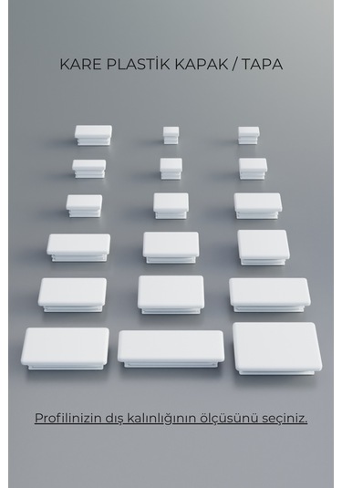 20x40 Mm 4'lü Beyaz Kare İçten Geçmeli Plastik Profil Tapası Tıpası Sandalye & Masa Profil Kapağı Beyaz 20x40 Mm