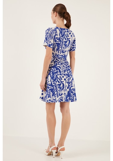 Lela Desenli Kruvaze Yaka Regular Fit Bayan Elbise 5865723 Saks