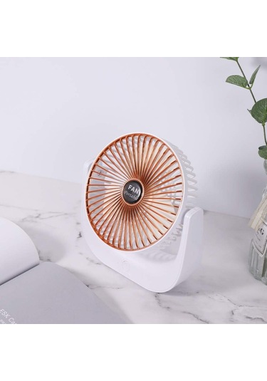 Usb Şarj Edilebilir 3 Hızlı Masaüstü Soğutma Fanı Ev Ofis Masası Gül Altın