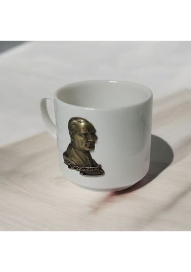 3d Atatürk Desenli Kupa - Anlamlı Hediyelik Kupa Bardak Beyaz