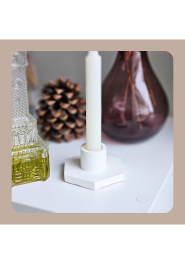 Lumen Dekoratif Mumluk & Şamdan El Yapımı Obje Minimalist Tasarım Beyaz