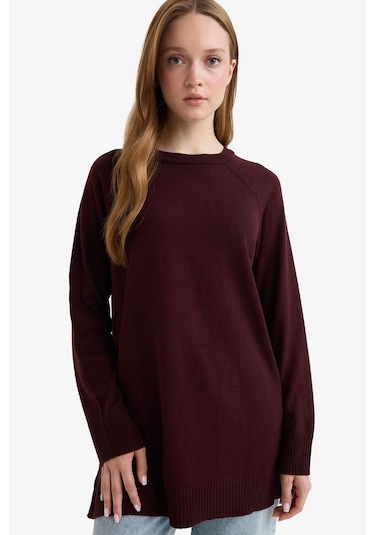 Defacto Regular Fit Bisiklet Yaka Basic Düz Uzun Kollu Tunik C4474ax25wnbr174 Bordo