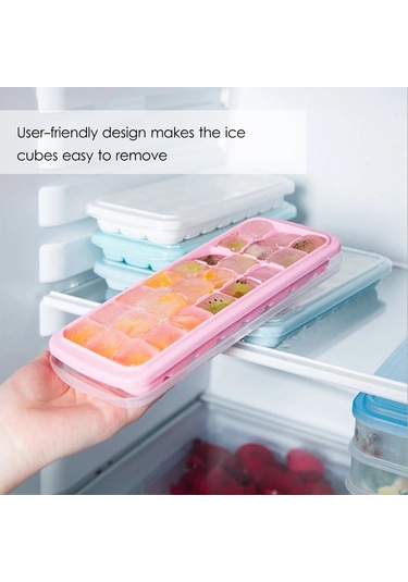 Xiyyadms Pembe 24 Hücre Silikon Buzluk - Ev Ve Bar Kullanıma Uygun Kapaklı Buz Formu, Güvenli Ve Dayanıklı Malzemeyle Çok Renkli