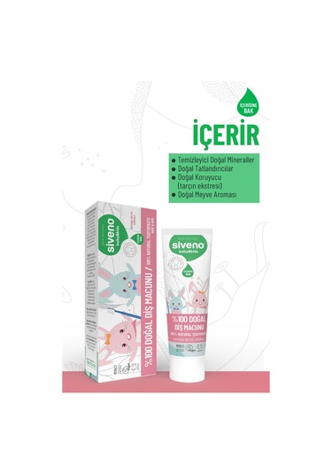 Siveno %100 Doğal Diş Macunu Bebek - Çocuk İçin Karışık Meyve Aromalı Florürsüz 50 ml