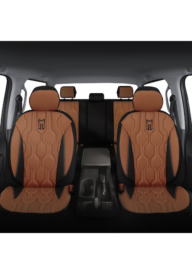 Minderland Fa Serisi - Volkswagen Amarok İle Uyumlu Koltuk Kılıfı, Deri / Taba