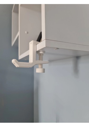 Ayarlanabilir Beyaz Renk Sıkıştırmalı Masaüstü Kulaklık Tutucu Stand