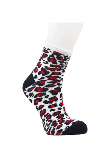 Kadın Çok Renkli Desenli Pamuklu Yarım Konç Çorap 3'lu Paket Çok Renkli