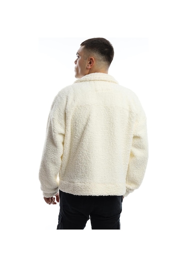 Erkek Kıvırçık Peluş Cıt Cıt Kapamalı Ceket Ekru