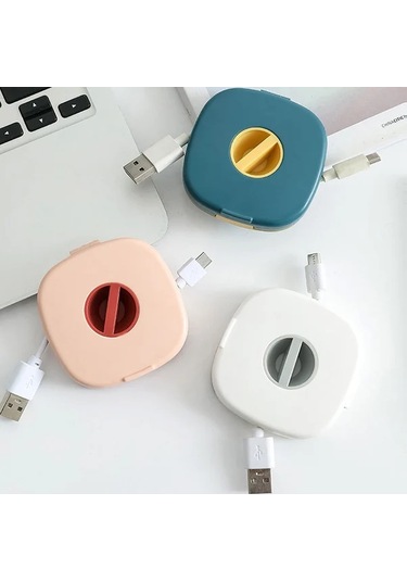 Gateesat Beyaz Gri Döner Telefon Standlı Taşınabilir Şarj Kablosu Saklama Kutusu