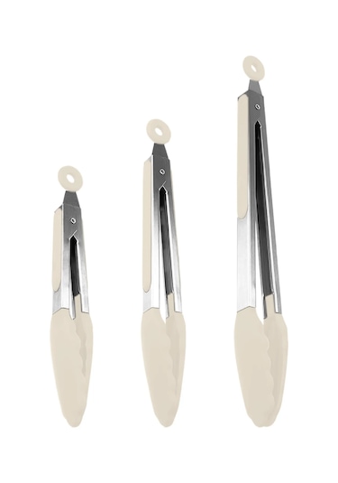 Midori Metal Saplı Silikon Uçlu Kilit Sistemli 3lü Maşa Seti