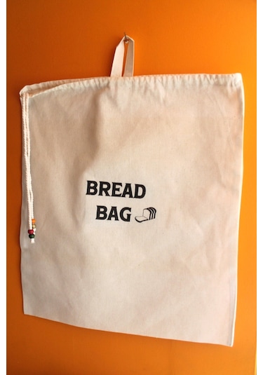 Büyük Boy Bread Bag Askılı Keten Ekmek Torbası 50x40cm