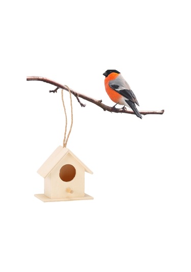 Ximistore9 4 Adet Ahşap Kuş Yuvası - Doğal Malzeme, Dayanıklı, Bahçe Ve Ev Dekorasyonu, Kuş Barınma, Asma Teli İle