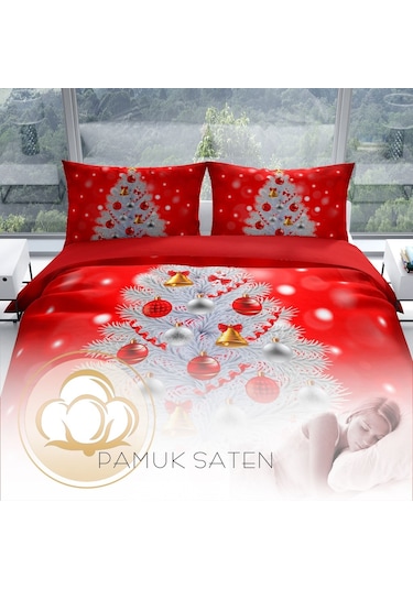 Cattleya Ny Pine 3D Pamuk Saten Çift Kişilik Nevresim Takımı Çok Renkli