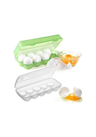 12'Li  Şeffaf  Kapaklı  Kilitli  Yumurta  Saklama  Kabı  Kutusu  Aparatı
