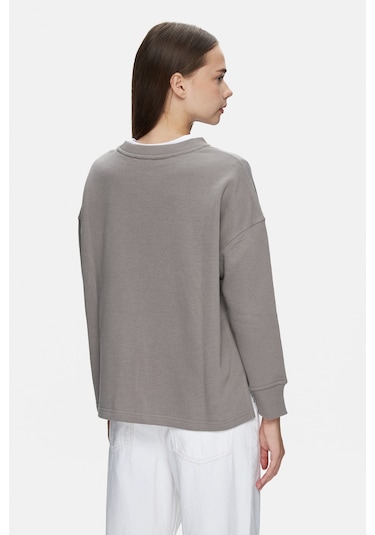 Ucla Olvera Gri Bisiklet Yaka Nakışlı Loose Fit Kadın Sweatshirt Gri