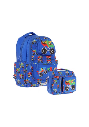 Kaukko Erkek Çocuk 3d Kamyon Şekilli Mavi Okul Sırt Çantası Ve Isı Yalıtımlı Beslenme Çantası Seti MAvi