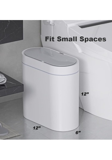 Qianfan Otomatik Banyo Çöp Kutusu, 2,3 Galon Akıllı Çöp Kutusu, Beyaz