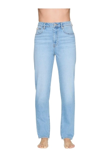 Calvin Klein New Mom Jean Panama Kadın Mavi Kot Pantolon-14793