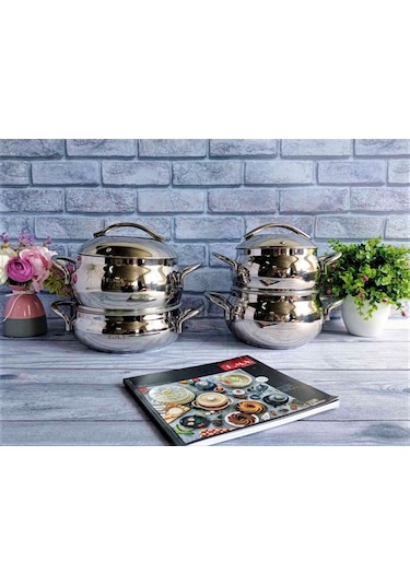 8 Parça Çelik Küre Tencere Seti Inox