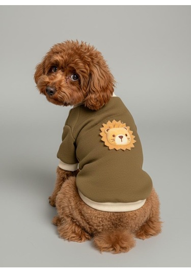 Minik Aslan Köpek Sweatshirt Haki