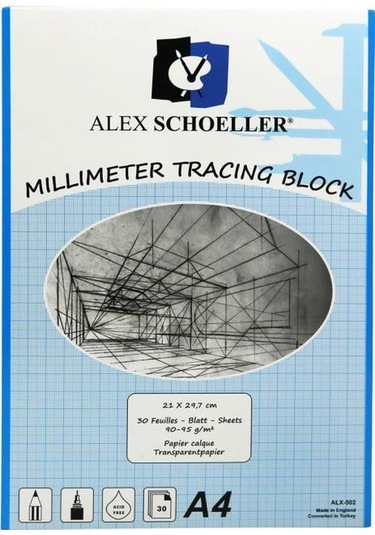 Alex Schoeller A4 Milimetrik Aydınger Kağıdı Defter 30 Yaprak Mav
