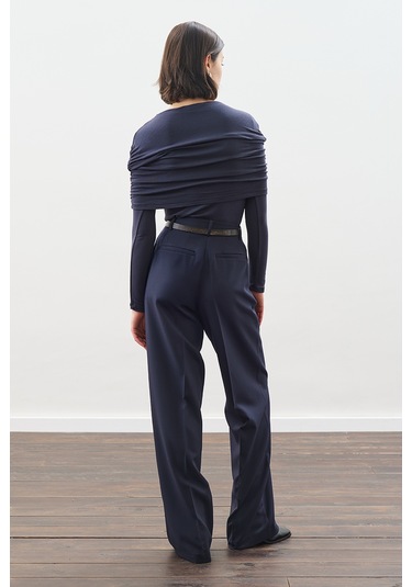 Büzgü Detaylı Bluz Lacivert Lacivert