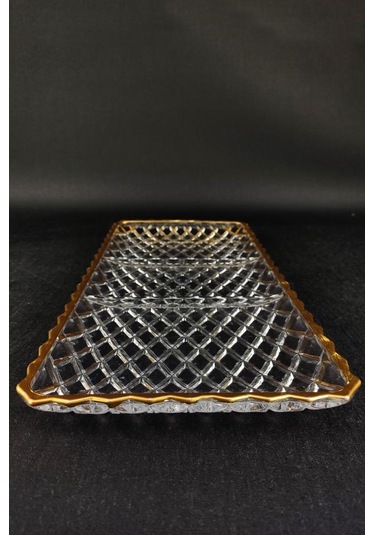 Digithome Cam Servis Ve Sunum Tabağı Gold Yaldızlı 37,5 Cm St.kfs.630