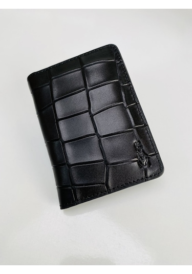 Roan Hakiki Deri Minimal Kartlık/kartvizitlik Siyah Kroki