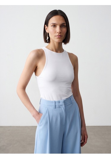 Dilvin 32836 Halter Yaka Bodysuit-beyaz